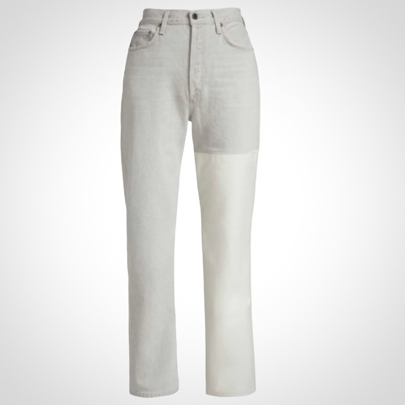 Agolde 90s Pinch Waist High Rise Straight Leg Leather Patch Jeans - Size… - Picture 3 of 11